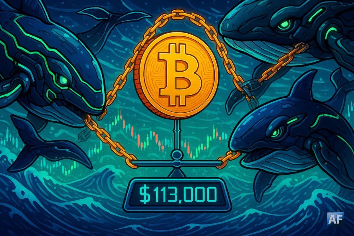 Bitcoin oscille autour des 113 000 $ tandis que les whales mènent la danse