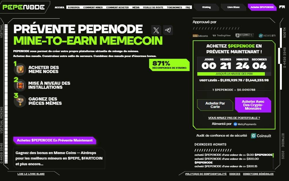 Miner sans machine ? Pepenode attire déjà 1,5 M$ en presale