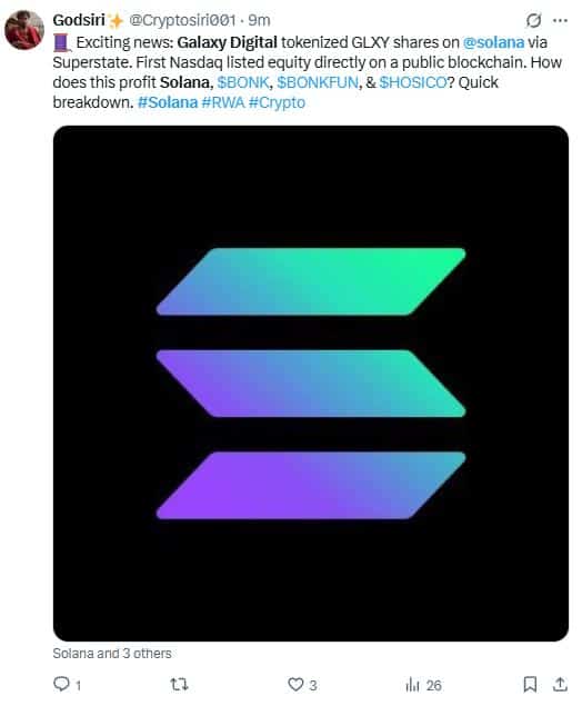 Les actions Galaxy Digital débarquent sur Solana et bousculent le marché