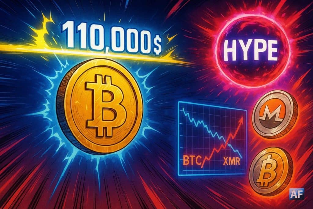 Bitcoin cale sous les 110 000 $, HYPE et XMR volent la vedette