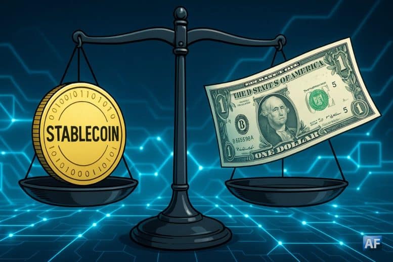 Illustration représentant l’équilibre entre les stablecoins et la finance traditionnelle