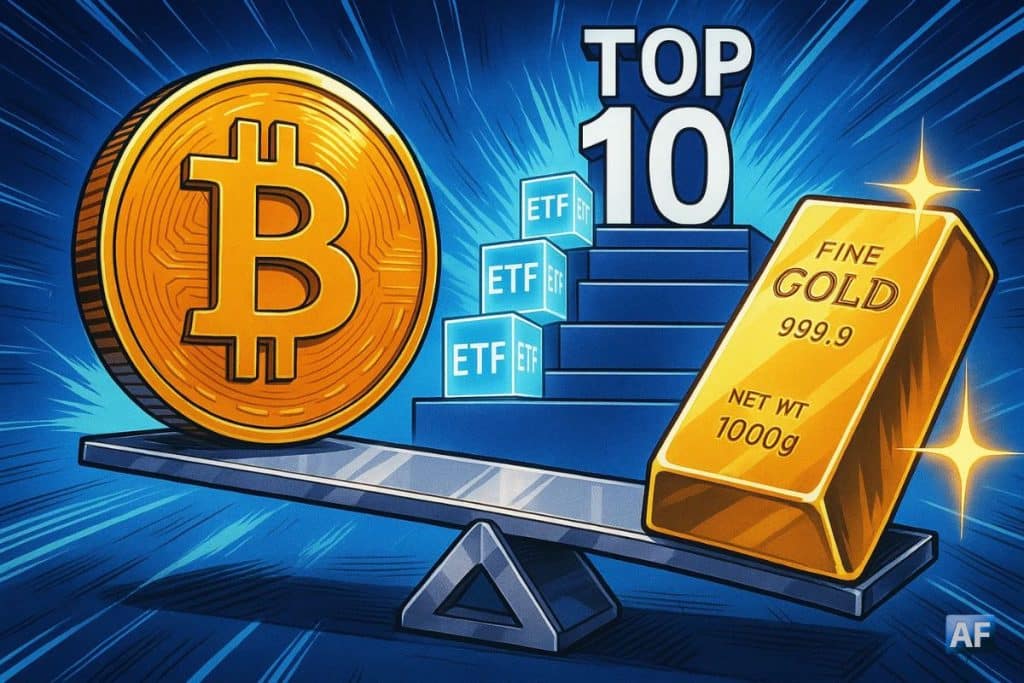Bitcoin rivalise avec l’or et les ETF entrent dans le top 10 mondial