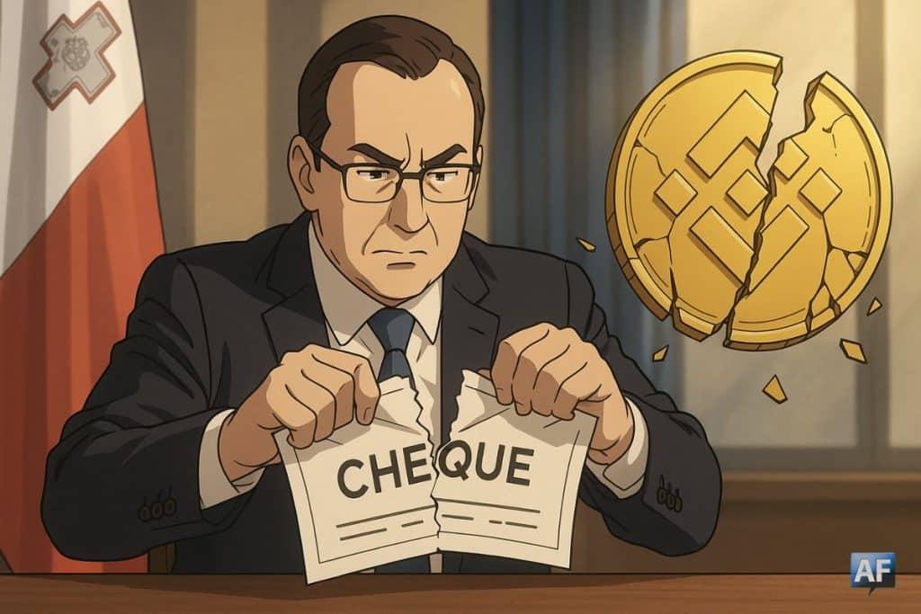 Clyde Caruana, ministre maltais des Finances, s’exprimant sur le refus du don en cryptomonnaies de Binance.
