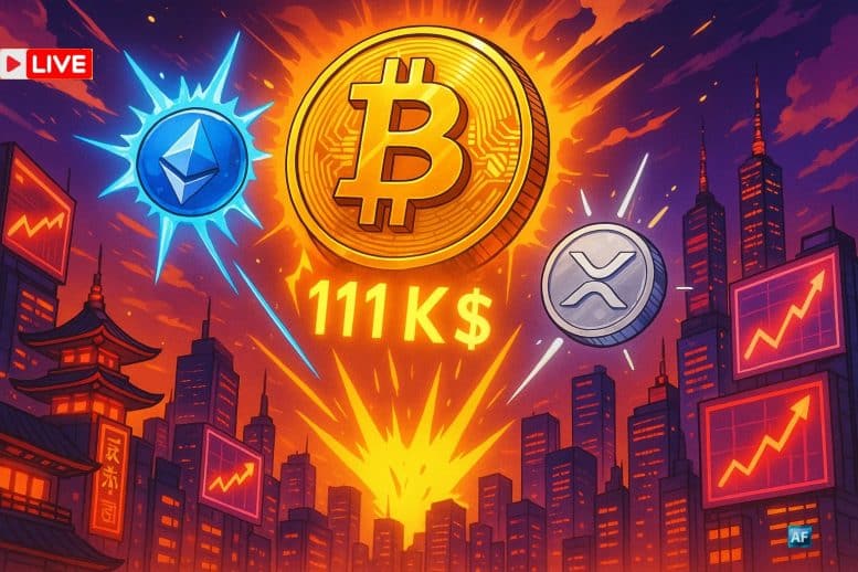 LIVE : Marchés asiatiques en feu, Bitcoin à 111 K $, ETH et XRP rebondissent