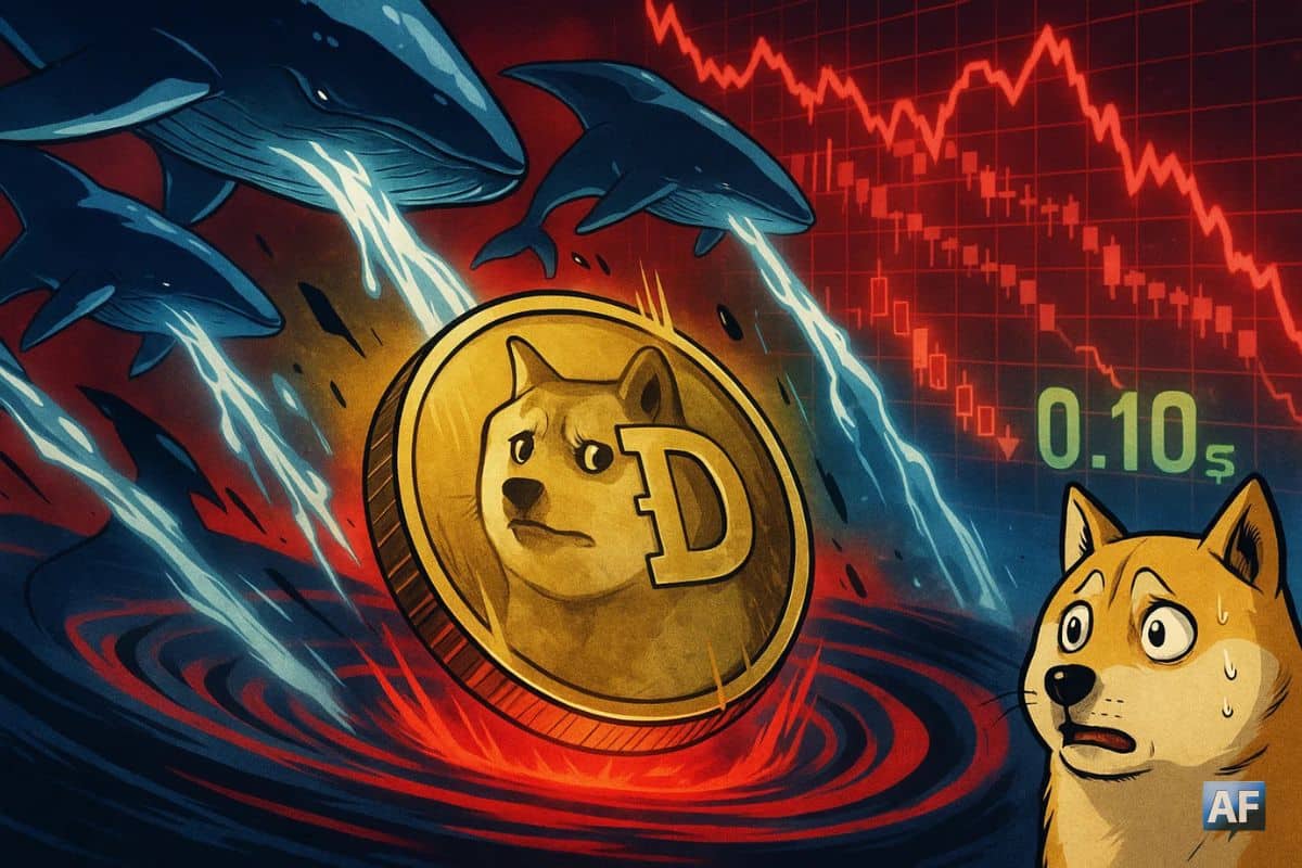 Dogecoin plonge : les whales vendent en masse, la chute vers 0,10 $ menace