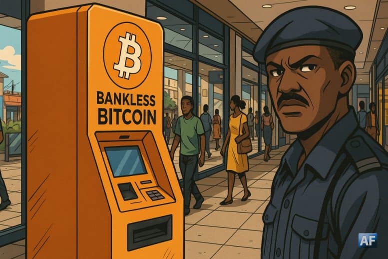 Distributeur automatique de Bitcoin dans un centre commercial de Nairobi sous tension réglementaire.