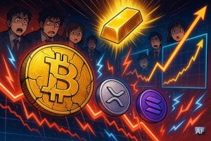Les cryptos plongent pendant que l’or s’envole : Bitcoin, XRP et Solana sous pression