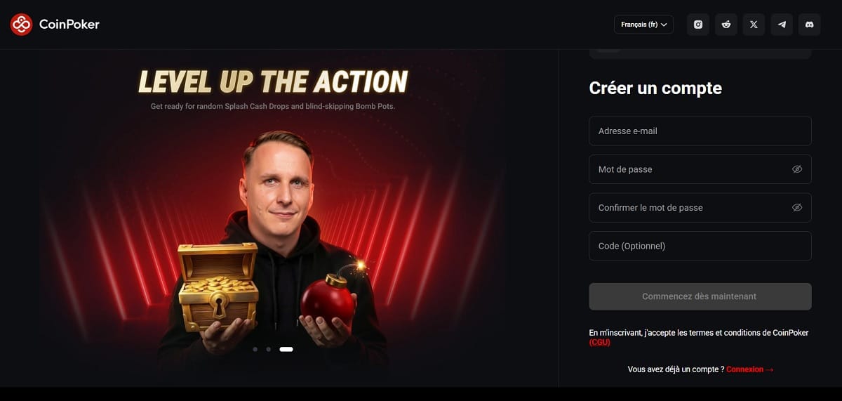 Inscription sur CoinPoker
