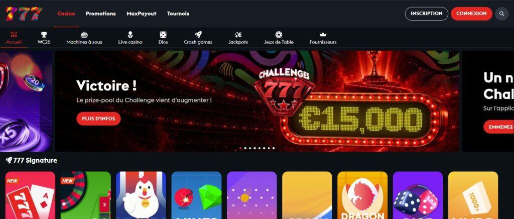 Casino en ligne belgique : 777